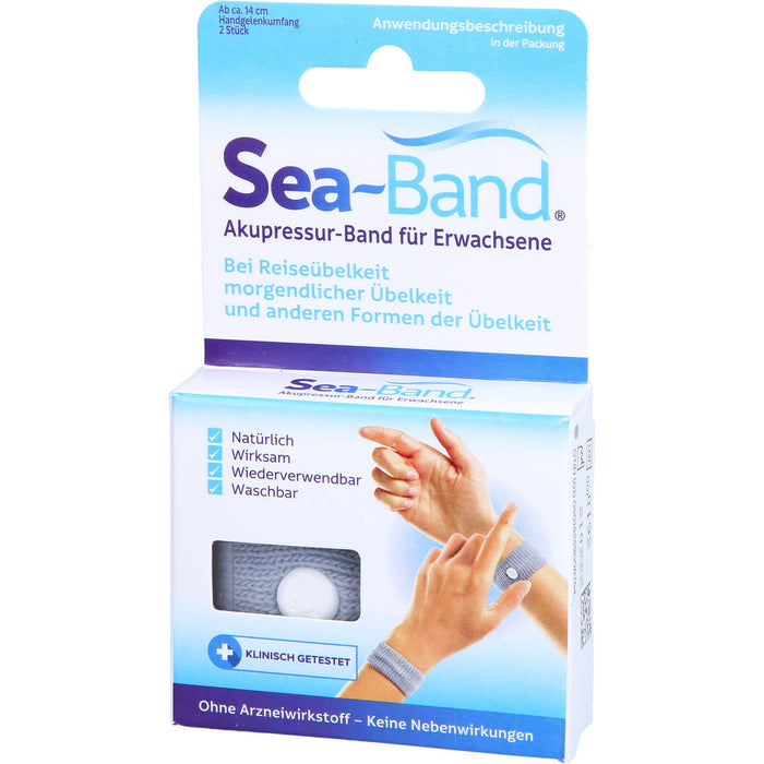 Sea-Band Akupressurband für Erwachsene grau bei Übelkeit, 2 St. Bänder