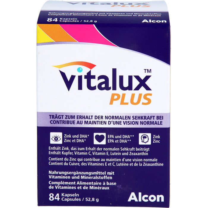 Vitalux Plus Kapseln trägt zum Erhalt der normalen Sehkraft bei, 84 St. Kapseln