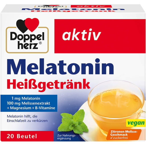 Doppelherz aktiv Melatonin Heißgetränk mit Zitronen-Melissen-Geschmack, 20 St. Beutel