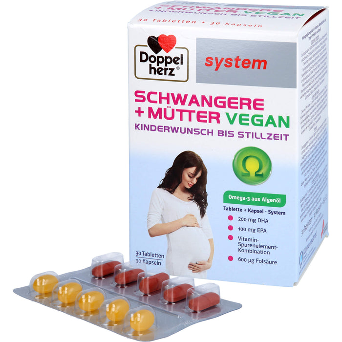 Doppelherz system Schwangere + Mütter vegane Tabletten und Kapseln für Kinderwunsch und Stillzeit, 60 St. Tabletten