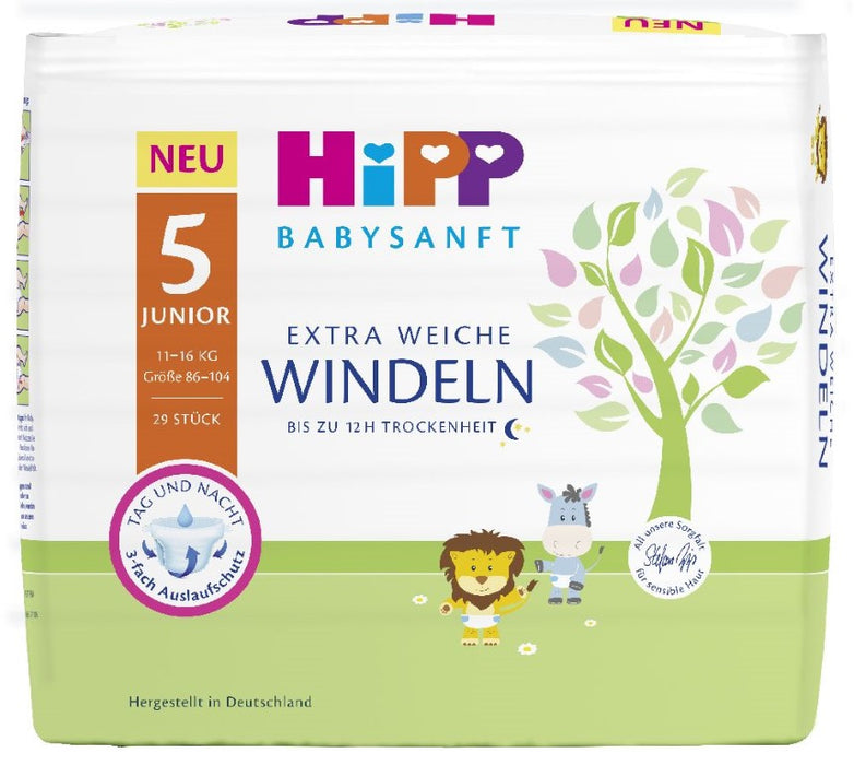 Hipp Babysanft junior Größe 5 extra weiche Windeln, 29.0 St. Windeln