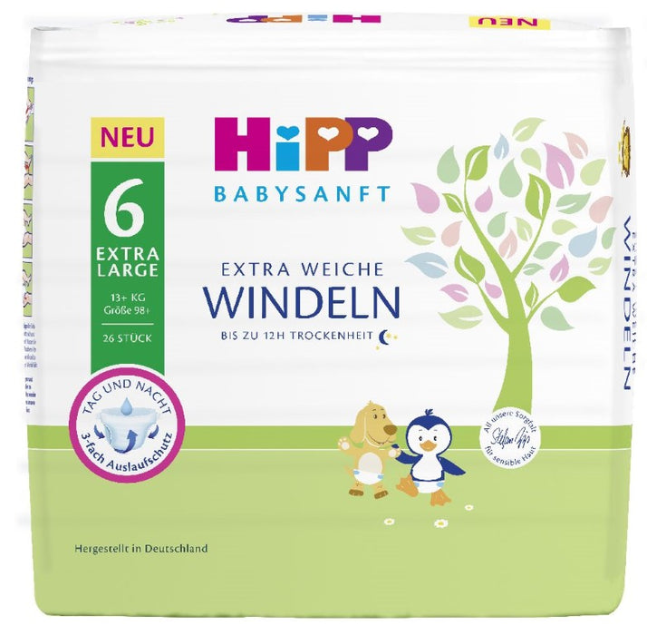 Hipp Babysanft XL Größe 6 extra weiche Windeln, 26.0 St. Windeln