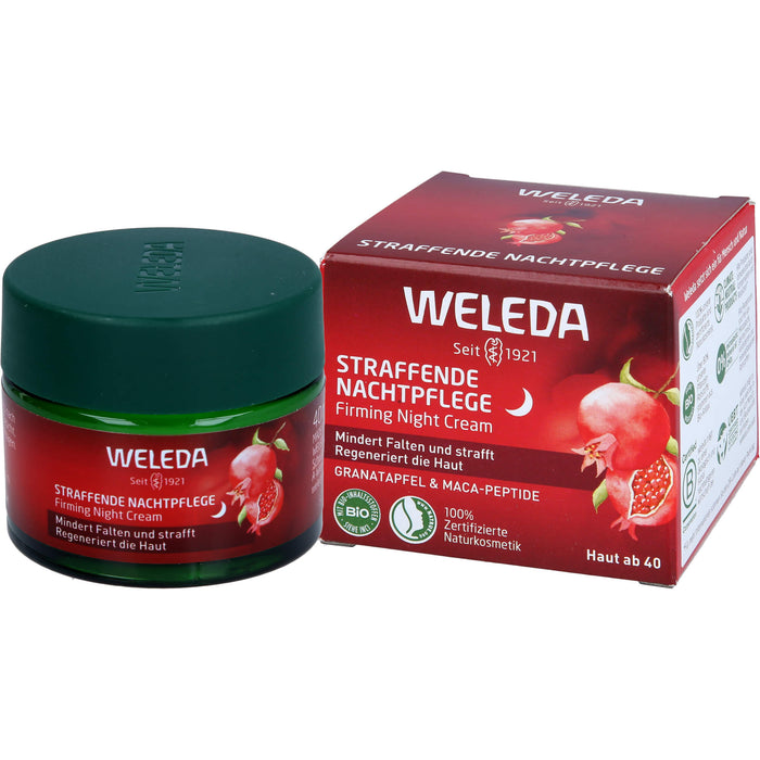 WELEDA straffende Nachtpflege mit Granatapfel & Maca-Peptiden mindert Falten  und regeneriert die Haut, 40 ml Creme