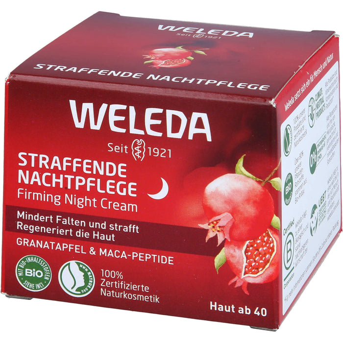 WELEDA straffende Nachtpflege mit Granatapfel & Maca-Peptiden mindert Falten  und regeneriert die Haut, 40 ml Creme