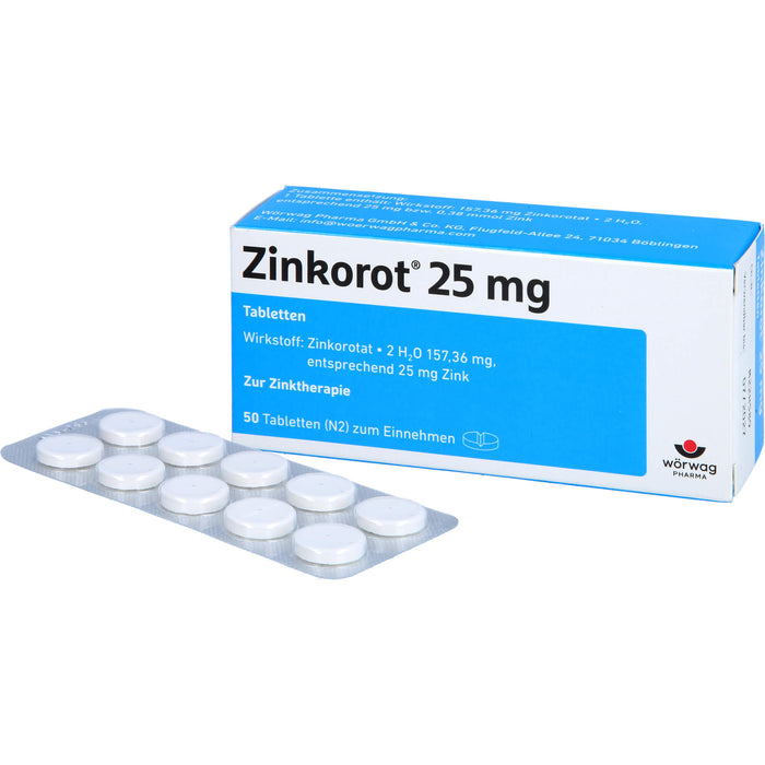 Zinkorot 25 mg Tabletten zur Zinktherapie, 50 St. Tabletten