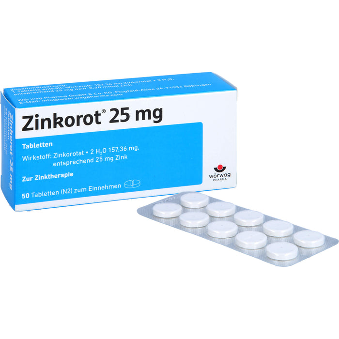 Zinkorot 25 mg Tabletten zur Zinktherapie, 50 St. Tabletten
