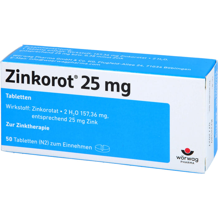 Zinkorot 25 mg Tabletten zur Zinktherapie, 50 St. Tabletten