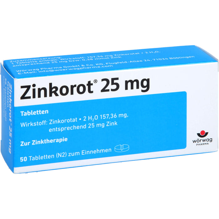 Zinkorot 25 mg Tabletten zur Zinktherapie, 50 St. Tabletten