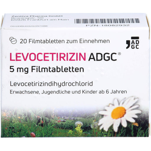 Levocetirizin ADGC 5 mg Filmtabletten bei allergischem Schnupfen und Nesselsucht, 20 St. Tabletten