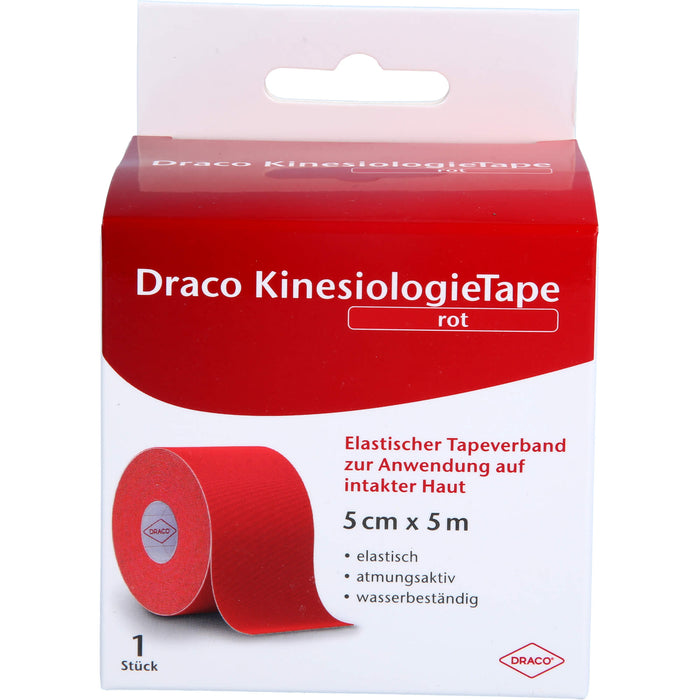 Draco KinesiologieTape rot 5 cm x 5 m elastischer Tapeverband, 1 St. Verband