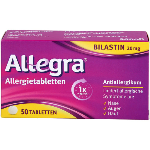 Allegra 20 mg Allergietabletten lindert allergische Symptome, 50 St. Tabletten