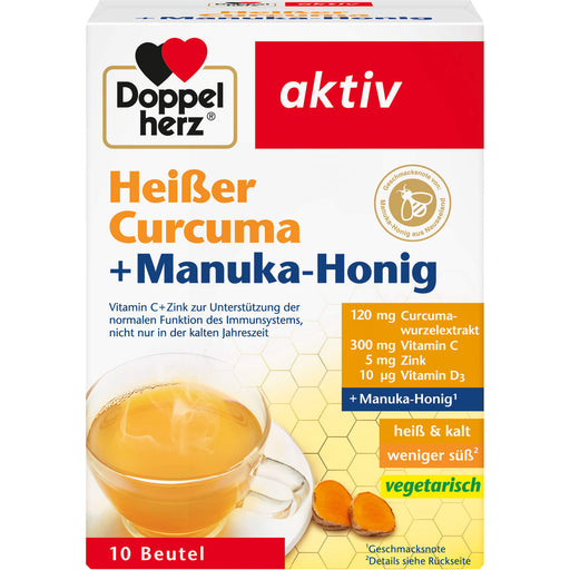 Doppelherz aktiv heißer Curcuma + Manuka-Honig Pulver, 10 St. Beutel