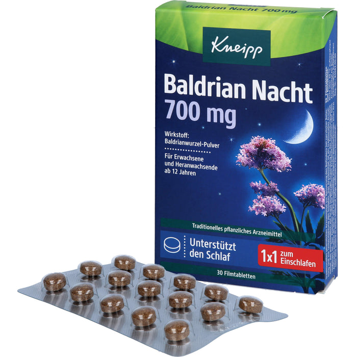 Kneipp Baldrian Nacht 700 mg Tabletten unterstützt den Schlaf, 30 St. Tabletten