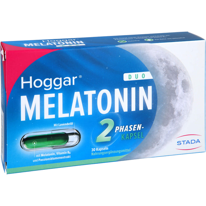 Hoggar Melatonin Duo Kapseln trägt dazu bei, die Einschlafzeit zu verkürzen, 30 St. Kapseln