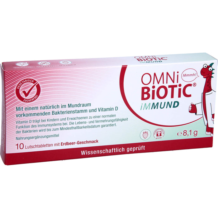 OMNi-BiOTiC iMMUND Lutschtabletten mit Erdbeer-Geschmack trägt zu einer normalen Funktion des Immunsystems bei, 10 St. Tabletten
