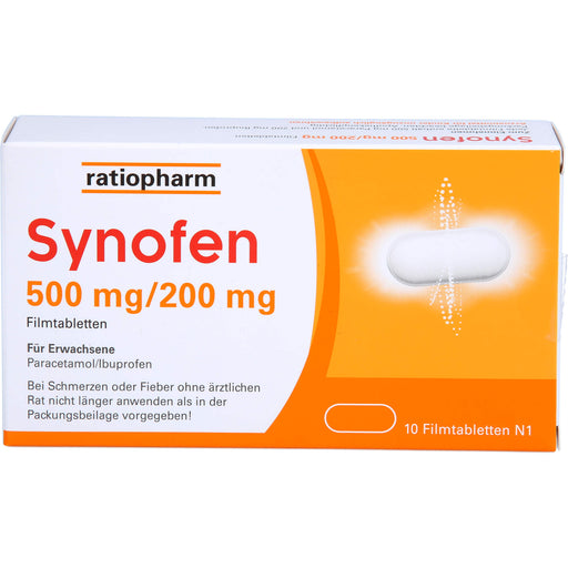 Synofen 500 mg Paracetamol / 200 mg Ibuprofen Filmtabletten, 10 St. Tabletten