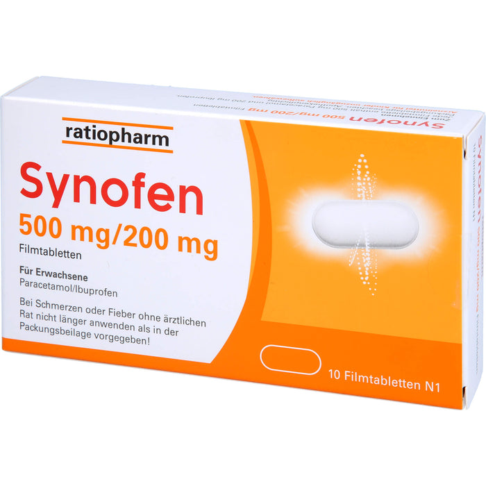 Synofen 500 mg Paracetamol / 200 mg Ibuprofen Filmtabletten, 10 St. Tabletten