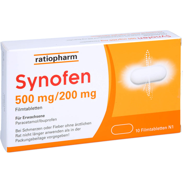Synofen 500 mg Paracetamol / 200 mg Ibuprofen Filmtabletten, 10 St. Tabletten