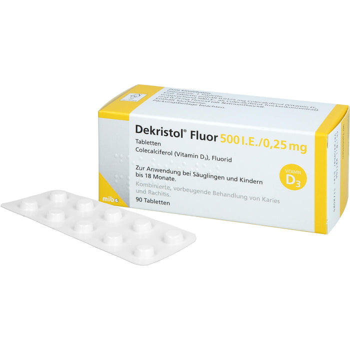 Dekristol Fluor 500 I.E./0,25 mg Tabletten zur Vorbeugung von Karies und Rachitis, 90 St. Tabletten