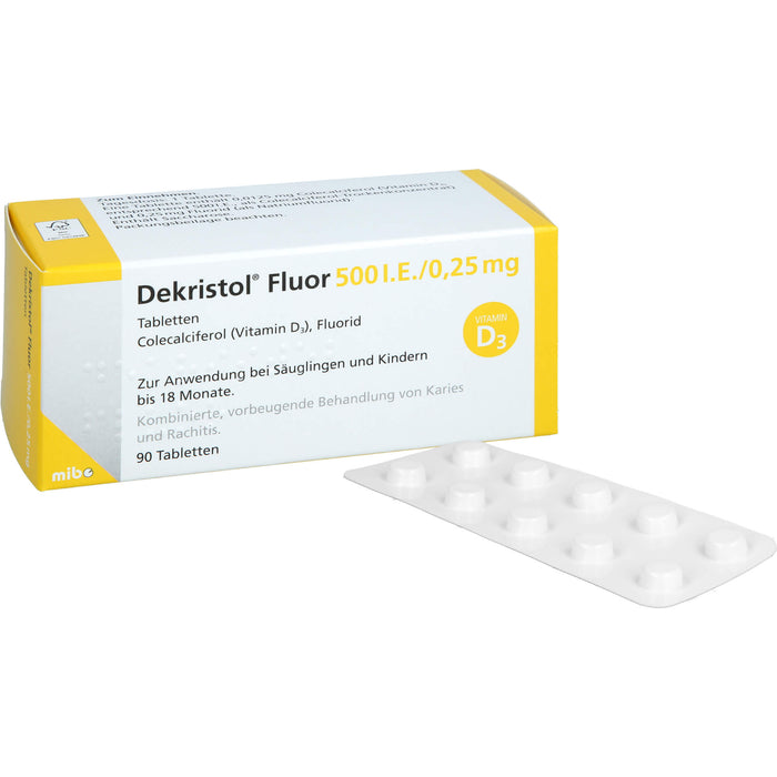 Dekristol Fluor 500 I.E./0,25 mg Tabletten zur Vorbeugung von Karies und Rachitis, 90 St. Tabletten