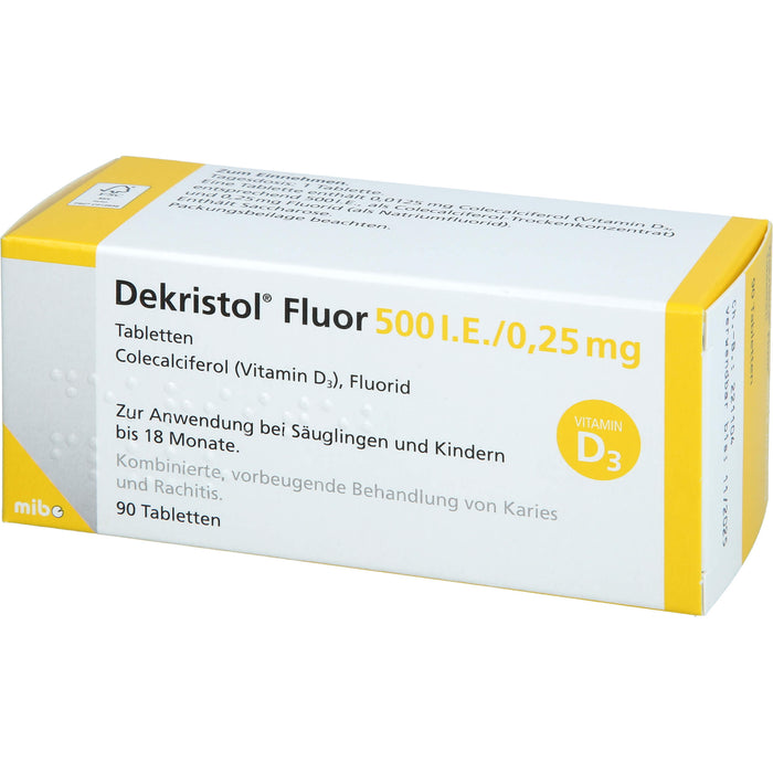 Dekristol Fluor 500 I.E./0,25 mg Tabletten zur Vorbeugung von Karies und Rachitis, 90 St. Tabletten