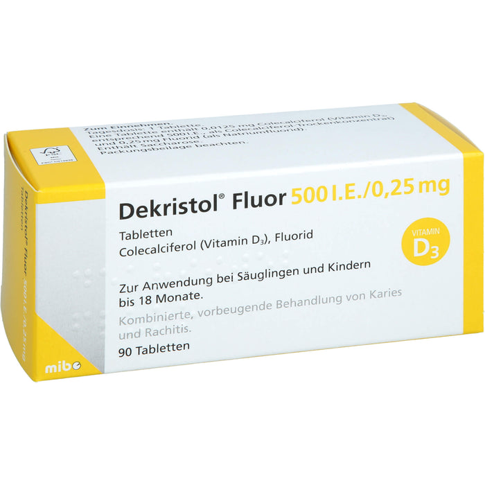 Dekristol Fluor 500 I.E./0,25 mg Tabletten zur Vorbeugung von Karies und Rachitis, 90 St. Tabletten