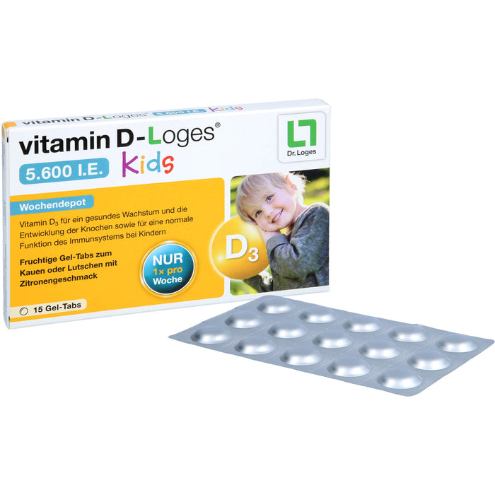 Vitamin D-loges 5.600 I.E Kids fruchtige Gel-Tabs, 15 St. Gummidrops