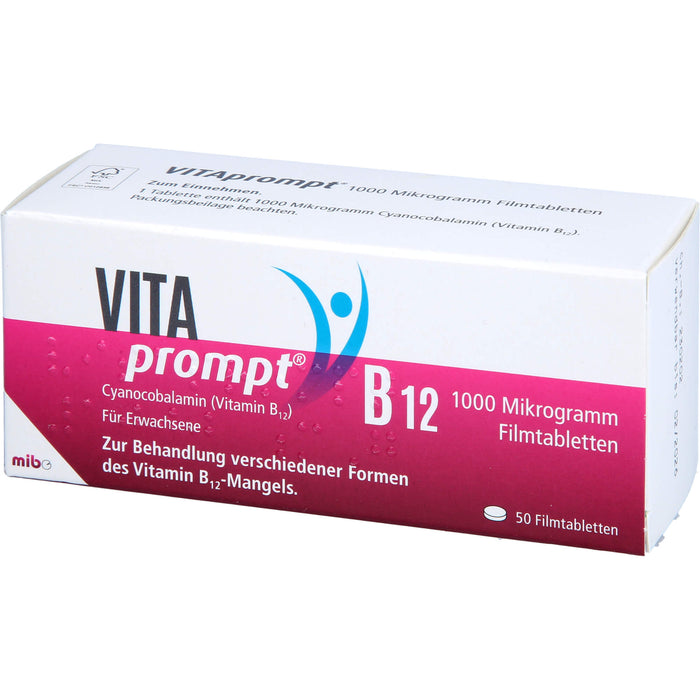 Vitaprompt Vitamin B12 1000 Mikrogramm Filmtabletten bei Vitamin-B12-Mangel, 50 St. Tabletten