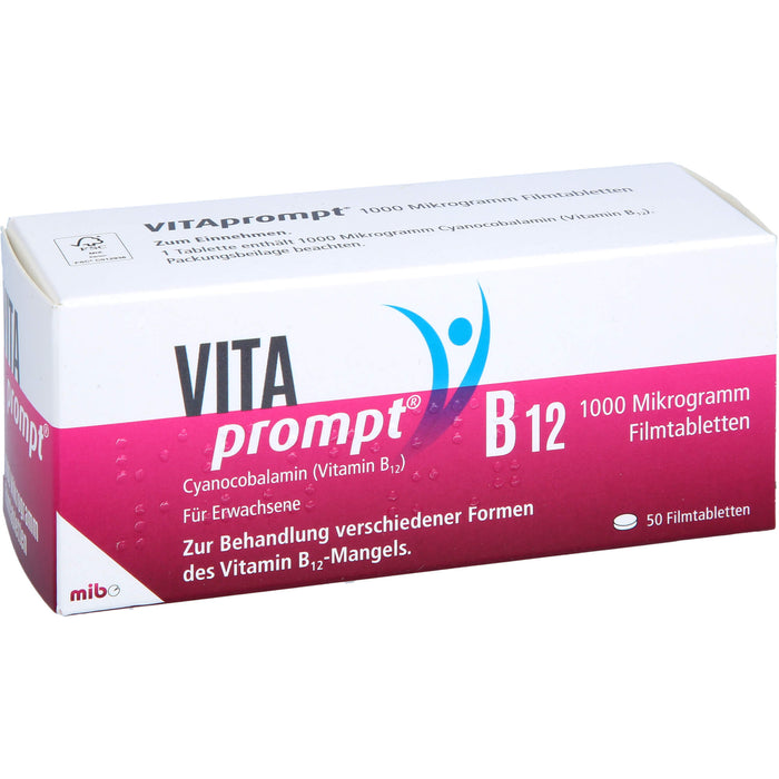 Vitaprompt Vitamin B12 1000 Mikrogramm Filmtabletten bei Vitamin-B12-Mangel, 50 St. Tabletten