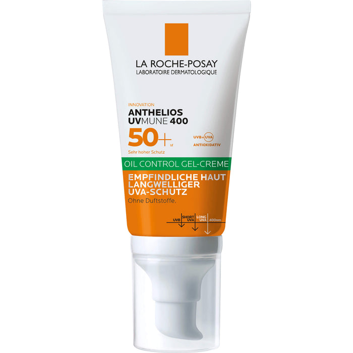 La Roche-Posay Anthelios UV Mune 400 Oil Control Gel-Creme LSF 50+ für empfindliche Haut, 50 ml Creme