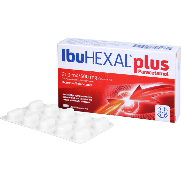 IbuHEXAL plus Paracetamol Filmtabletten bei leichten bis mäßig starken Schmerzen, 20 St. Tabletten