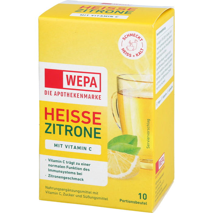 WEPA Heisse Zitrone mit Vitamin C Pulver mit Zitronengeschmack, 10 St. Beutel