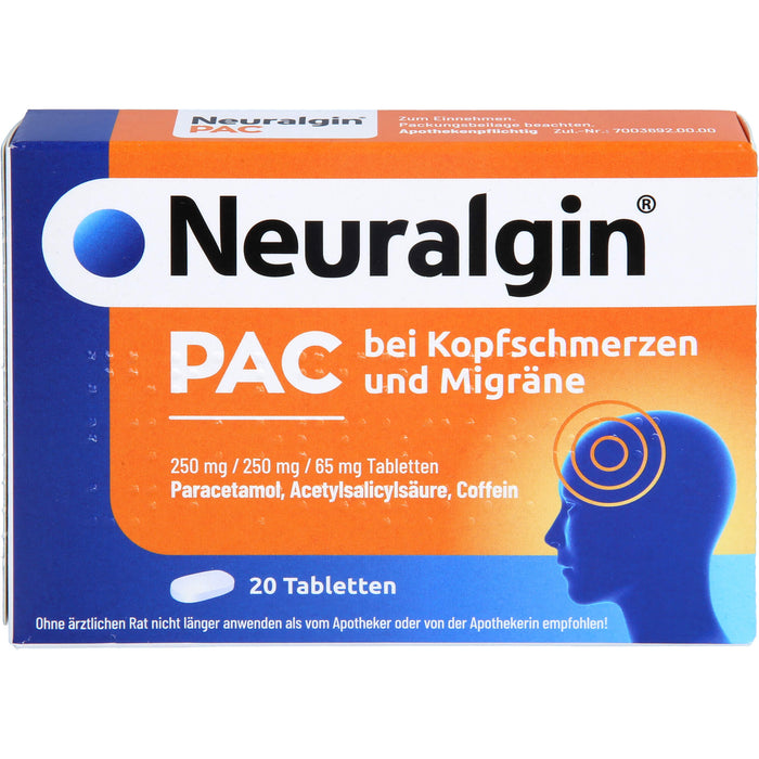 Neuralgin PAC Tabletten bei Kopfschmerzen und Migräne, 20 St. Tabletten
