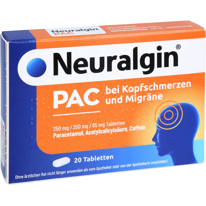 Neuralgin PAC Tabletten bei Kopfschmerzen und Migräne, 20 St. Tabletten