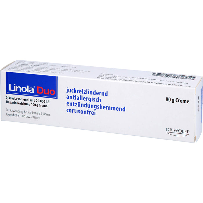 Linola Duo Cortisonfreie Creme gegen Juckreiz bei Neurodermitis und Ekzemen, 80 g Creme