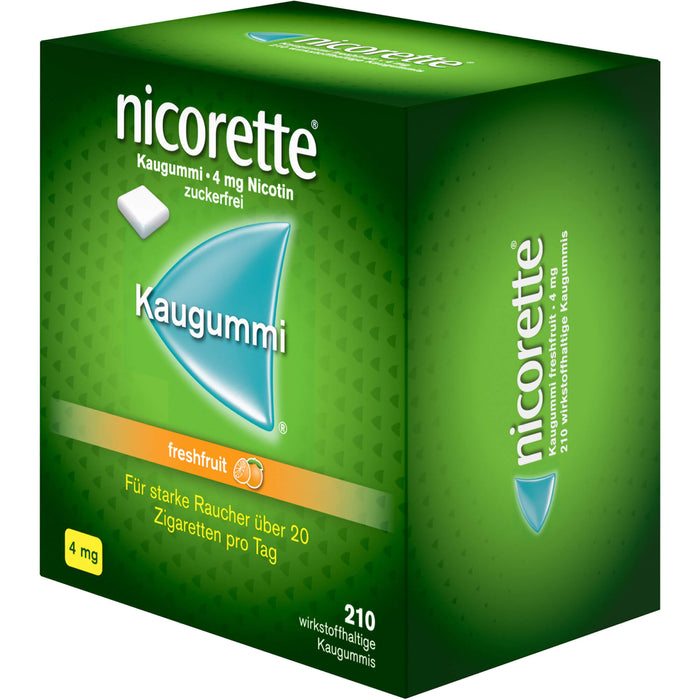 Nicorette Kaugummi 4 mg freshfruit zur Rauchentwöhnung, 210 St. Kaugummi