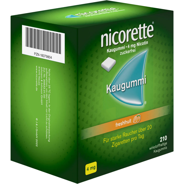 Nicorette Kaugummi 4 mg freshfruit zur Rauchentwöhnung, 210 St. Kaugummi