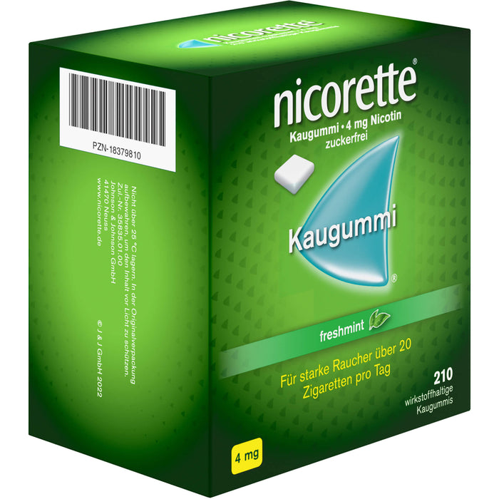 Nicorette Kaugummi 4 mg freshmint zur Rauchentwöhnung, 210 St. Kaugummi