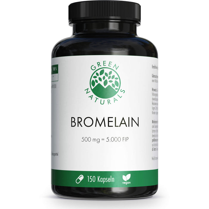 GREEN NATURALS Bromelain 500 mg vegan mit 5000 FIP, 150 St KAP