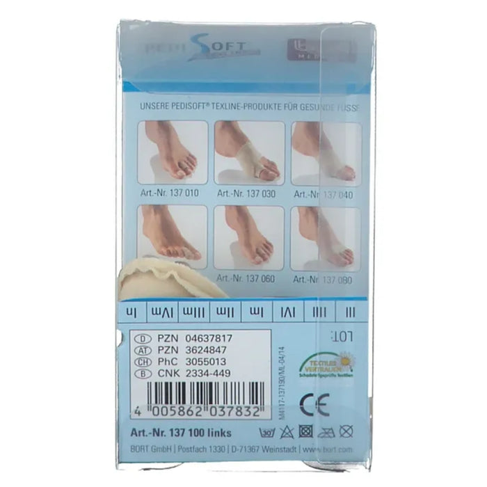 BORT PediSoft TexLine Zehen-Pad links mit Textilbezug für empfindliche Füße, 1 St. Kissen