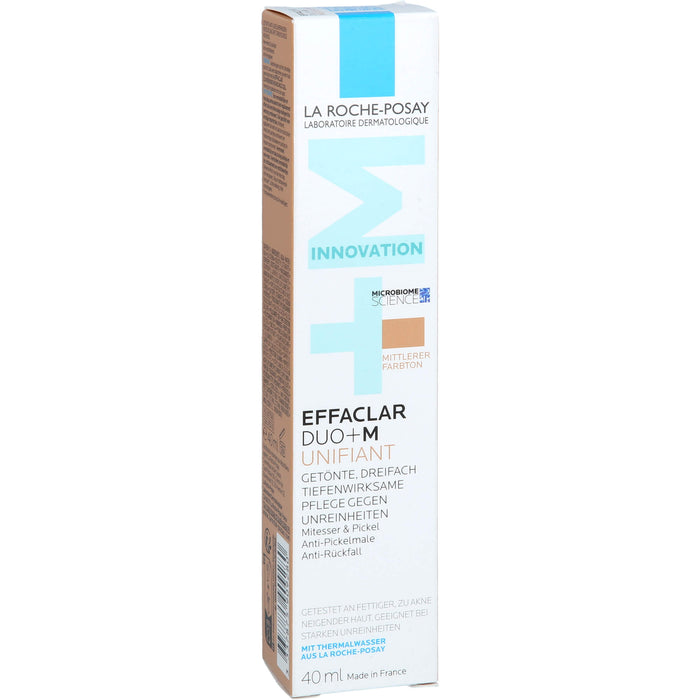 La Roche-Posay Effaclar Duo+M Unifiant getönte, dreifach tiefenwirksame Pflege gegen Unreinheiten mittlerer Farbton, 40 ml Creme