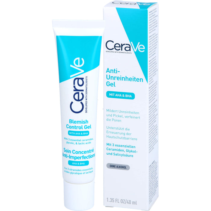 CeraVe Anti-Unreinheiten Gel mit AHA und BHA für unreine, zu Akne neigende Haut, 40 ml Gel