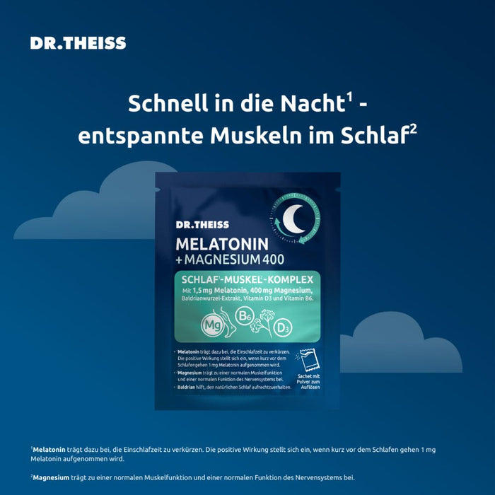 DR. THEISS Melatonin + Magnesium, Schlaf-Muskel-Komplex, 15 St. Beutel