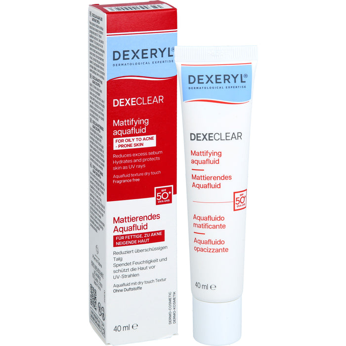 DEXECLEAR mattierendes Aquafluid SPF 50+ bei unreiner Haut, Pickeln und zu Akne neigende Haut, 40 ml Creme