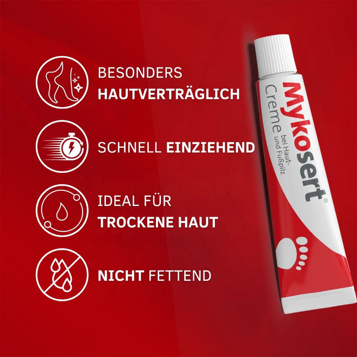 Mykosert Creme zur Behandlung von Haut- und Fußpilzerkrankungen, 20 g Creme