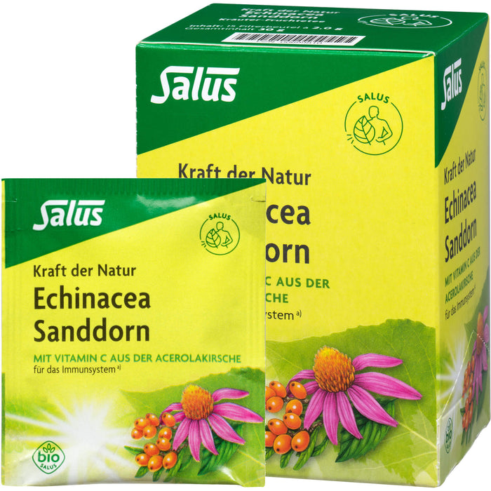 Salus Kraft der Natur Echinacea Sanddorn Kräuter-Früchtetee für das Immunsystem mit natürlichem Vitamin C aus der Acerolakirsche, 15 St. Filterbeutel