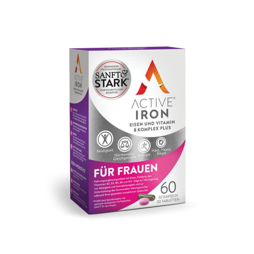 Active Iron Eisen und Vitamin B Komplex plus Kaspseln und Tabletten für Frauen, 60 St. Kombipackung