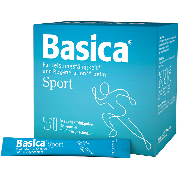 Basica Sport Trinkpulver mit Citrusgeschmack für Leistungsfähigkeit und Regeneration beim Sport, 50 St. Beutel