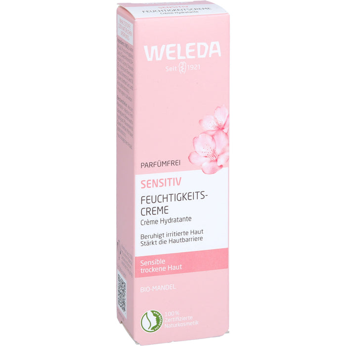 WELEDA sensitiv Feuchtigkeitscreme parfümfrei mit Bio-Mandelöl für sensible, trockene Haut, 30 ml Creme