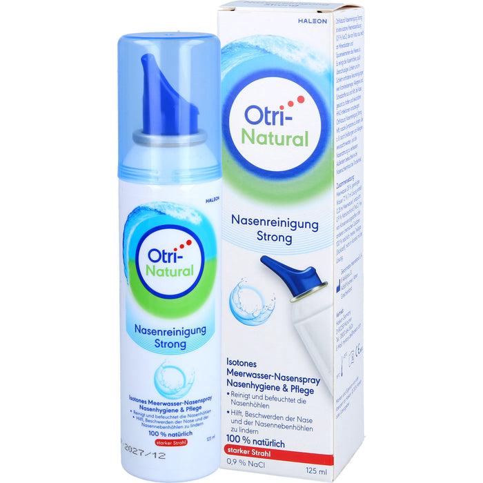 OtriNatural Nasenreinigung Strong isotones Meerwasser Nasenspray mit starkem Strahl, 125 ml Lösung